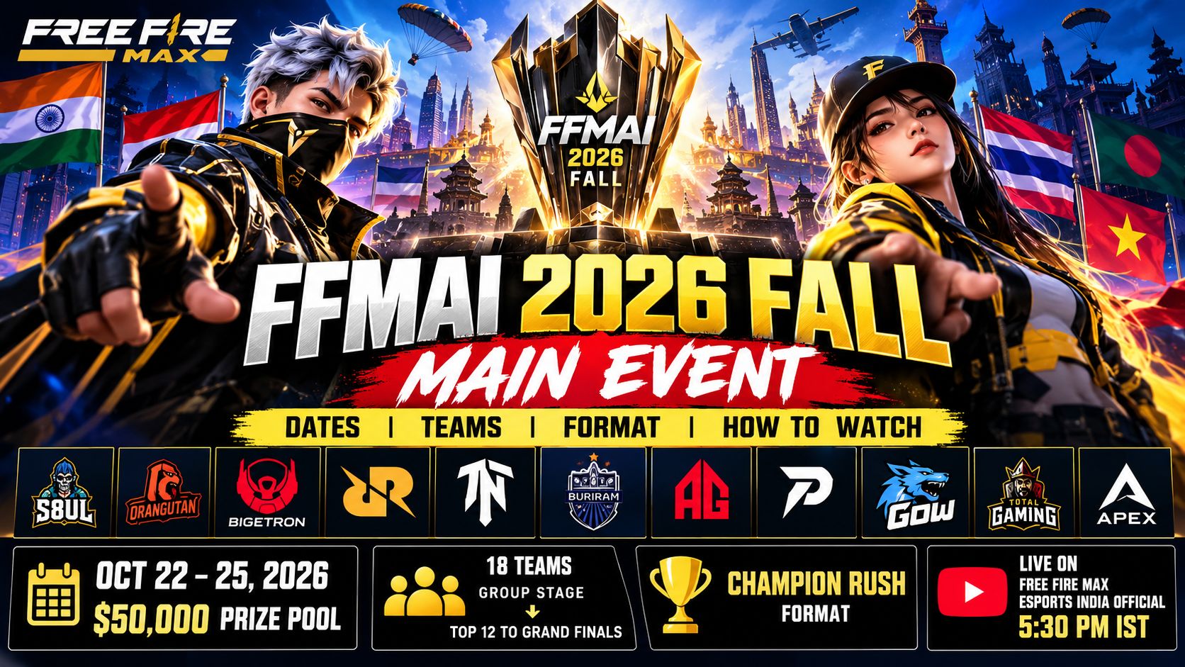 FFMAI 2026 Fall Main Event: Schedule, Teams, Format, and Live Streaming Details